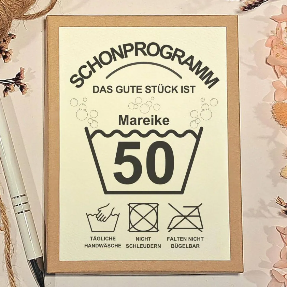 50. Geburtstag Geldgeschenk Box – Humorvolle Geschenkidee mit Karte & Leinensäckchen