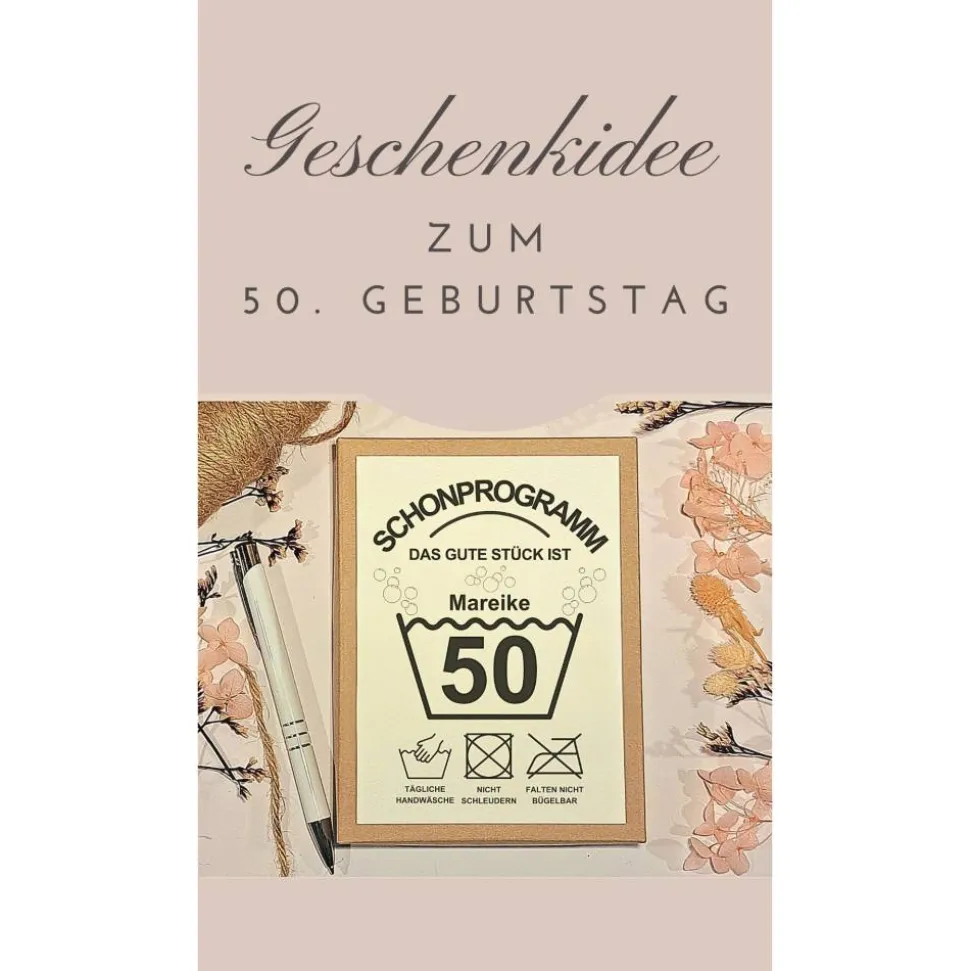 50. Geburtstag Geldgeschenk Box – Humorvolle Geschenkidee mit Karte & Leinensäckchen