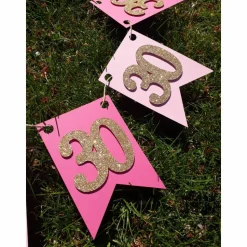 30. Geburtstag Girlande Wimpel Fahnenkette Banner Dekoration Papiergirlande in Rosa Gold und Pink, absolute Trendfarben!