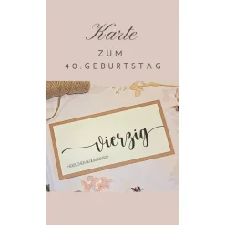 40. Geburtstag Glückwunschkarte – Handgemachte Geldgeschenk Karte mit Umschlag & Juteschleife