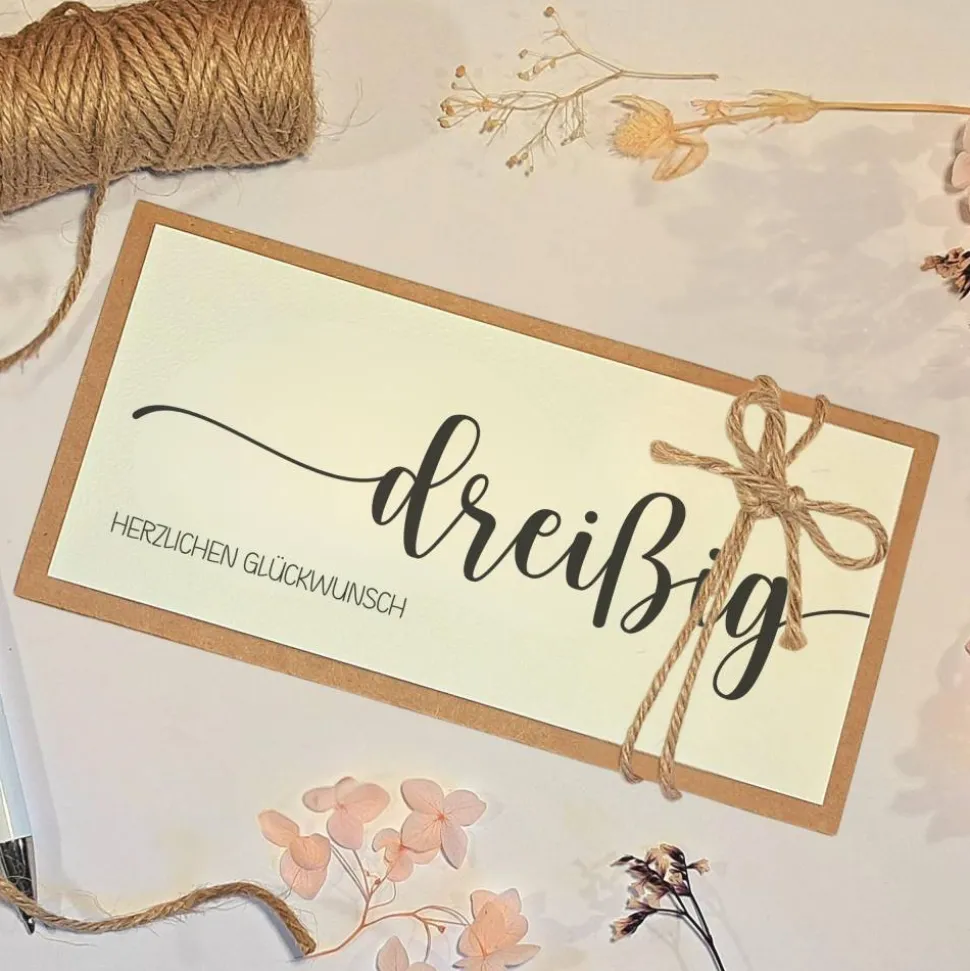 30. Geburtstag Glückwunschkarte mit Geldfach – Handgemachte Karte & stilvolles Geldgeschenk
