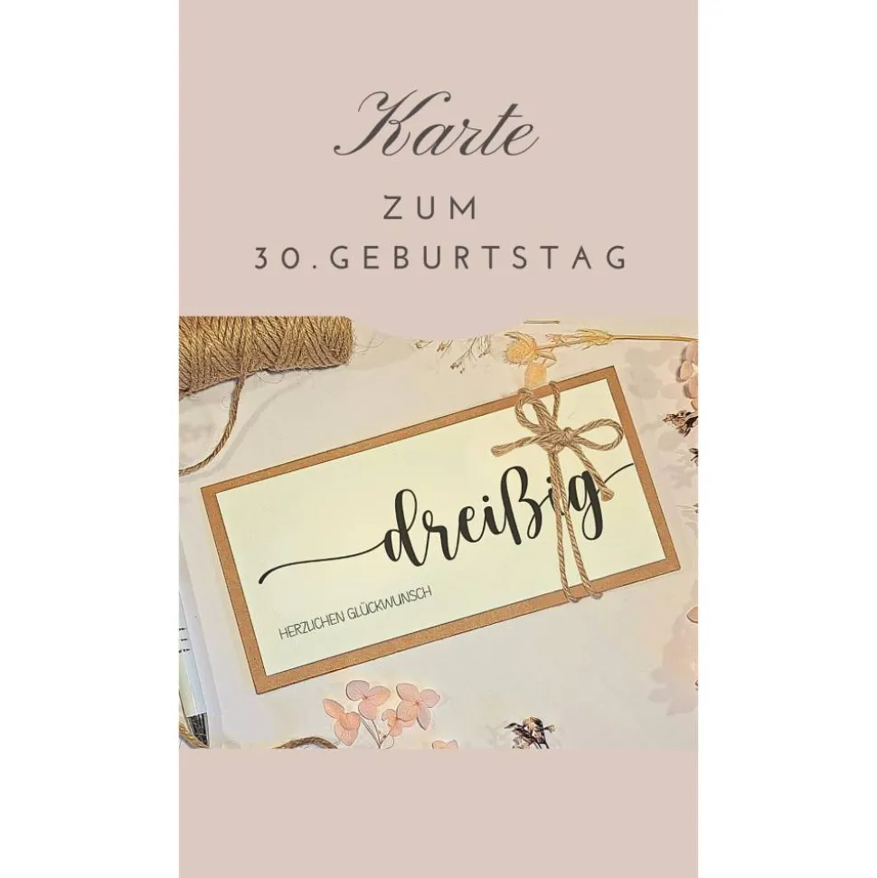 30. Geburtstag Glückwunschkarte mit Geldfach – Handgemachte Karte & stilvolles Geldgeschenk