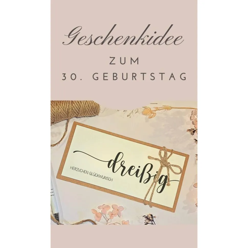 30. Geburtstag Glückwunschkarte mit Geldfach – Handgemachte Karte & stilvolles Geldgeschenk