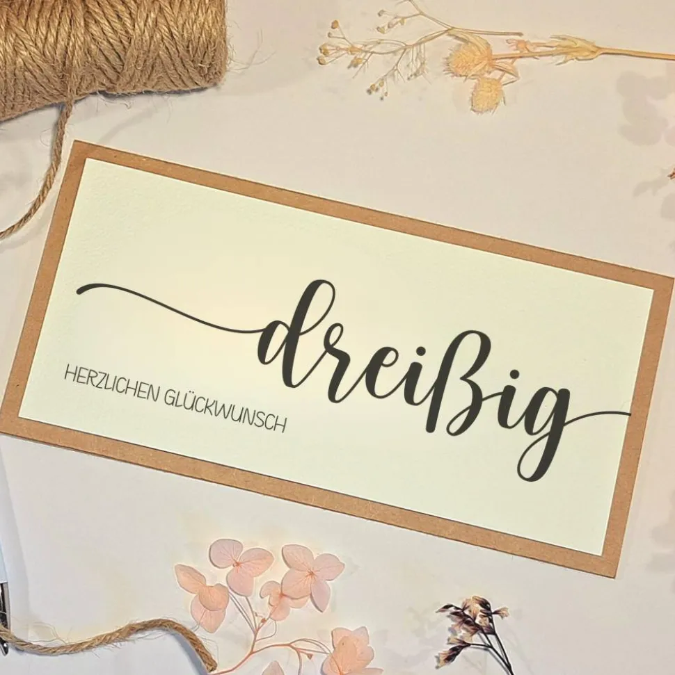 30. Geburtstag Glückwunschkarte mit Geldfach – Handgemachte Karte & stilvolles Geldgeschenk