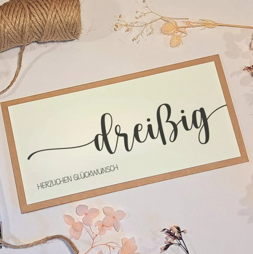 30. Geburtstag Glückwunschkarte mit Geldfach – Handgemachte Karte & stilvolles Geldgeschenk