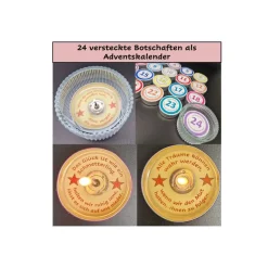 24 geheime Botschaften in Teelichtern – Adventskalender mit Glasteelichthalter & Geschenkbox
