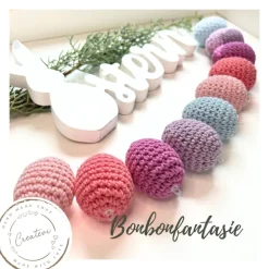 10 gehäkelte Ostereier im Set „Bonbonfantasie“ – handgemachte Osterdeko in zarten Frühlingsfarben
