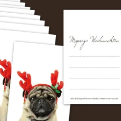 10 Geschenkanhänger „Mopsige Weihnachten“