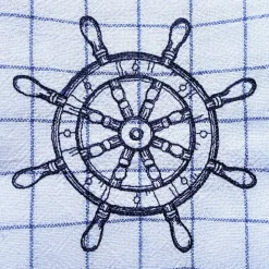 3 Geschirrtücher Küchentücher Maritim GESTICKT Halbleinen Set