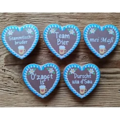 1 Glasmarkierer Maßkrugmarkierer mit Lebkuchenmotiv und Spruch nach Wahl, ca. 57 x 54 mm