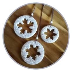 3 große Anhänger Weihnachten Winter | weiß grau | 7 - 10 cm | Schneeflocken