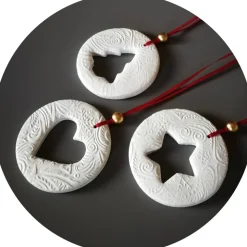 3 große Anhänger Weihnachten | weiß rot gold | 9 cm | Tanne Stern Herz