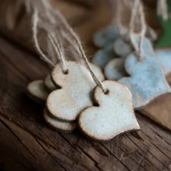 3 Handgefertige Keramikherzen - Gastgeschenke Hochzeit, Geschenkanhänger oder Dekoration
