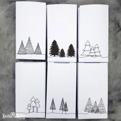 6 handgefertigte Papiertüten mit Tannenbäumen – Geschenktüten, Adventskalendertüten oder Lichtertüten (4)