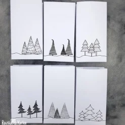 6 handgefertigte Papiertüten mit Tannenbäumen – Geschenktüten, Adventskalendertüten oder Lichtertüten (3)