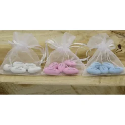 5 Hochzeitsmandeln / Taufmandeln / Zucker-Mandeln mit eigenem Text • im Organzabeutel • »personalisiert«