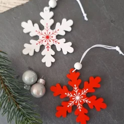 2 Holz Anhänger Weihnachten ~ Schneeflocke ~ Elch ~ Weihnachtsschmuck ~ Deko