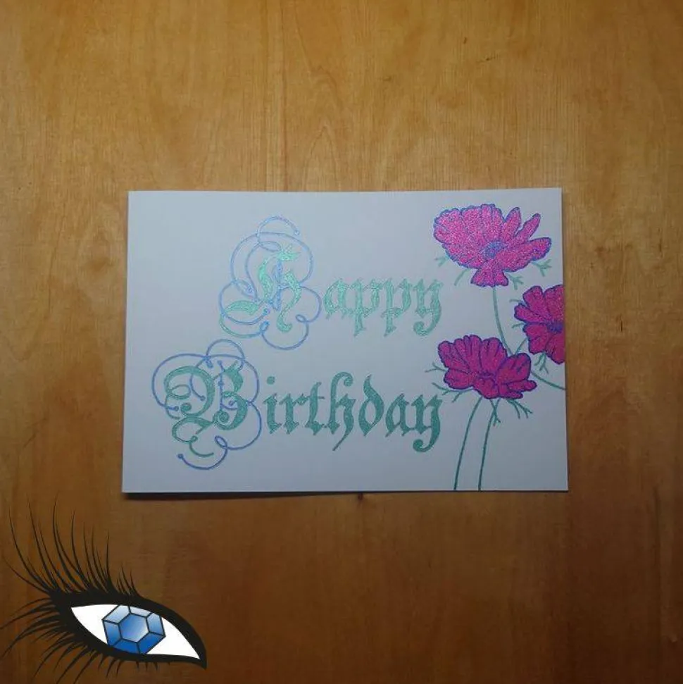 ►2023-0029◄ Karte B6 - GEBURTSTAG "Happy Birthday + Blüten"