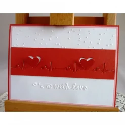 ﻿ ﻿﻿Karte zum Valentinstag mit Herzschlagkurve