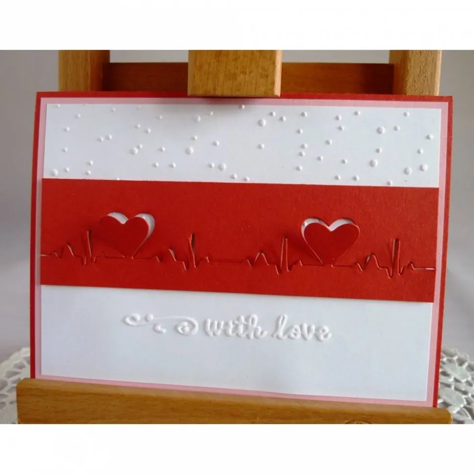 ﻿ ﻿﻿Karte zum Valentinstag mit Herzschlagkurve