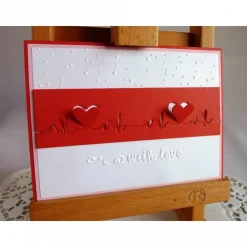 ﻿ ﻿﻿Karte zum Valentinstag mit Herzschlagkurve