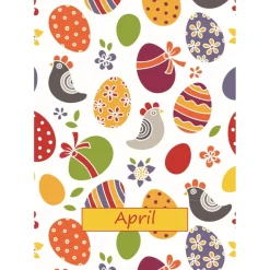 10 Karten mit Ostereiern und Hühner, Monatskarte April oder Postkarte zum selber gestalten (wahlweise)