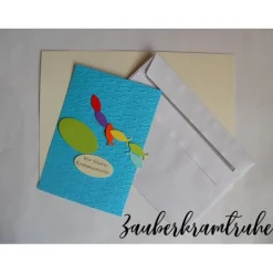 10 Karten zum selber basteln Regenbogen Fische Meer Einladung mit Wir feiern Kommunion DIY