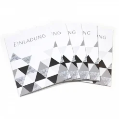 10 Klapp-Einladungskarten Dreiecke Glitzer inkl. 10 weißen Briefumschlägen - Hochzeit Geburtstag Konfirmation J