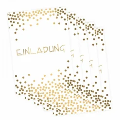 10 Klapp-Einladungskarten Punkte Gold inkl. 10 weißen Briefumschlägen - Hochzeit Geburtstag Konfirmation Jubil&