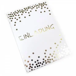 10 Klapp-Einladungskarten Punkte Gold inkl. 10 weißen Briefumschlägen - Hochzeit Geburtstag Konfirmation Jubil&
