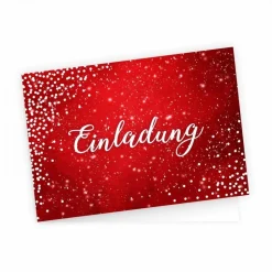 10 Klapp-Einladungskarten Rot Glitzer inkl. 10 weißen Briefumschlägen - Hochzeit Geburtstag Konfirmation Jubil&