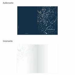 10 Klapp-Einladungskarten Splash Silber marine inkl. 10 weißen Briefumschlägen - Hochzeit Geburtstag Konfirmati