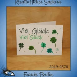 [2019-0578] Klappkarte "Viel Glück" - handgeschrieben + handgezeichnet