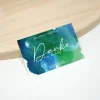 100 kleine Hochzeit Dankeskarte 01 | Blau grüner Aquarell Hintergrund | Personalisiert mit Namen und Datum