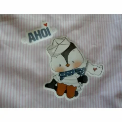 " Krims - Krams Büdel " maritim  mit Pinguinmädchen / Turnbeutel für Kindergarten und Grundschule