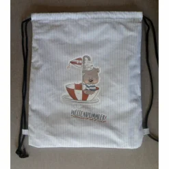 " Krims - Krams Büdel maritim / blau - weiß gestreift mit Applikation / Turnbeutel für den Kindergarten und Grundschule