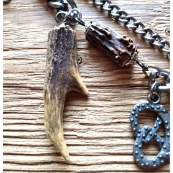 1 Lederhosen - Charivari, zweireihig, 7 Anhänger, ca. 33 cm, Trachtenschmuck, Herrenschmuck, Trachtenaccessoires