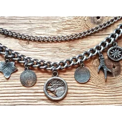 1 Lederhosen - Charivari, zweireihig, 11 Anhänger, ca. 32,5 cm, Trachtenschmuck, Herrenschmuck, Trachtenaccessoires