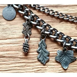 1 Lederhosen - Charivari, zweireihig, 11 Anhänger, ca. 32,5 cm, Trachtenschmuck, Herrenschmuck, Trachtenaccessoires