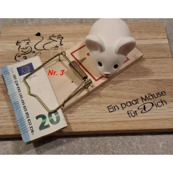 1 Mausefalle mit Maus perfekt für Geldgeschenke - originelle Verpackung für Geldgeschenke