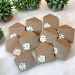 10 Mini Umschläge Gänseblümchen mit Kärtchen – Gastgeschenk, Geldgeschenk & Mitbringsel