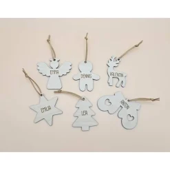 6 Motive Personalisierte Anhänger für Weihnachtsbaum und Geschenke Holzanhänger Christbaum Tannenbaum Schmuck mit Name