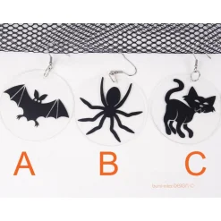 1 Ohrhänger Halloween Spinne Feldermaus Katze, Acrylscheibe mit Motiv, handmade by BuntMixxDESIGN