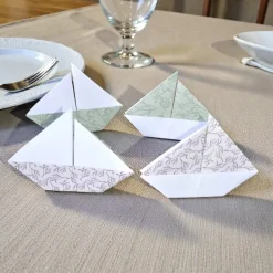 20 Origami Segelboote – Maritime Tischdeko grün floral für Taufe, Hochzeit & Feier