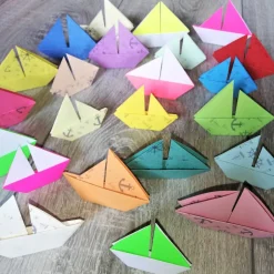 10 Origami Segelboote Tischdeko – Maritim, Bunt, Taufe, Hochzeit, Papierboote, Boote, Schiffe