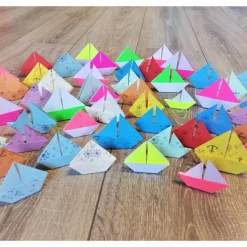 10 Origami Segelboote Tischdeko – Maritim, Bunt, Taufe, Hochzeit, Papierboote, Boote, Schiffe