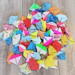 10 Origami Segelboote Tischdeko – Maritim, Bunt, Taufe, Hochzeit, Papierboote, Boote, Schiffe