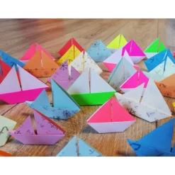 10 Origami Segelboote Tischdeko – Maritim, Bunt, Taufe, Hochzeit, Papierboote, Boote, Schiffe