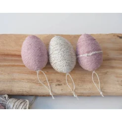 3 OSTEREIER*DEKO*VINTAGESTIL*LANDHAUSSTIL*ROSE/CREME/GOLDFARBEN*Produkt #731350