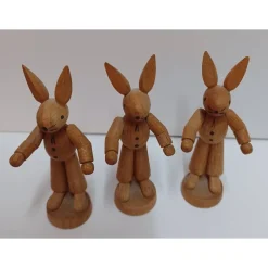 3 Osterhasen Handarbeit Erzgebirge DDR – 80 Jahre – Vintage Sammlerfigur H = 7 cm